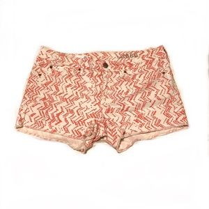 Gap 1969 red printed frayed-hem jean shorts